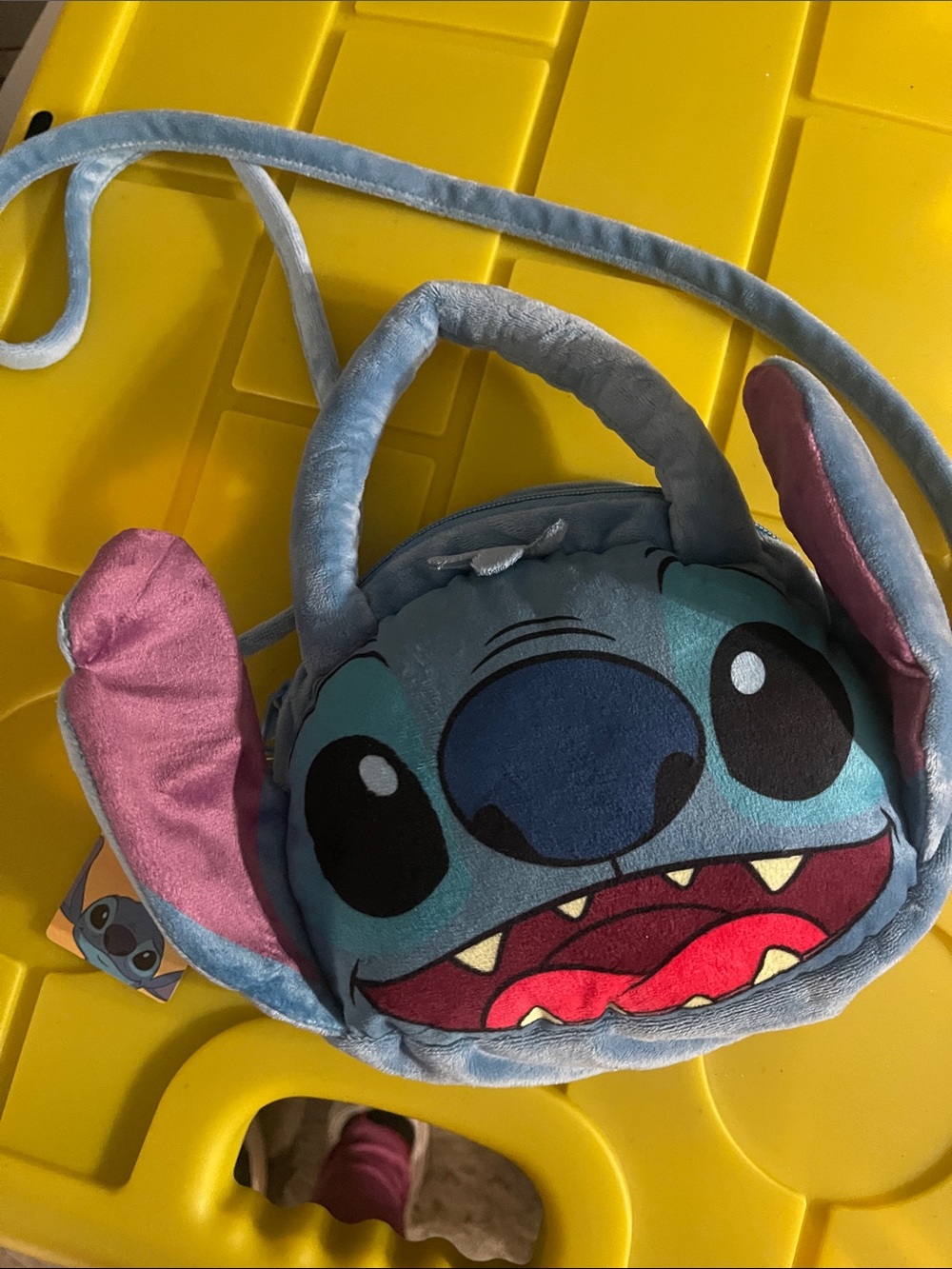 Disney Blue Stitch Plush Crossbody Bag with Pink Ear Accents